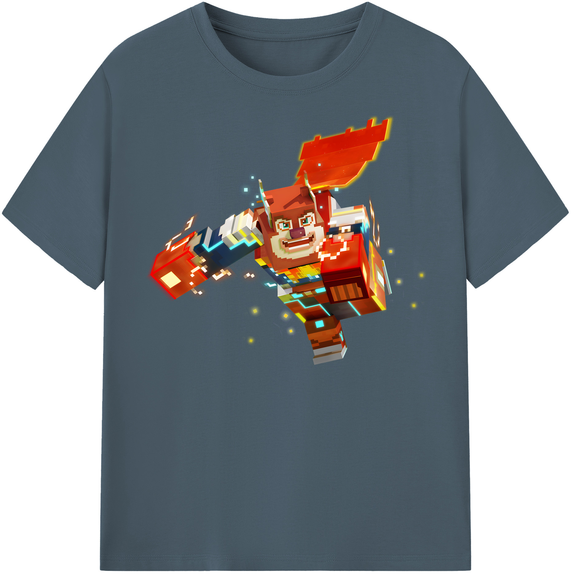 （画像用） マインクラフト ブロックの世界 Minecraft MC Block world 綿100％半袖Tシャツ（フロントプリント）